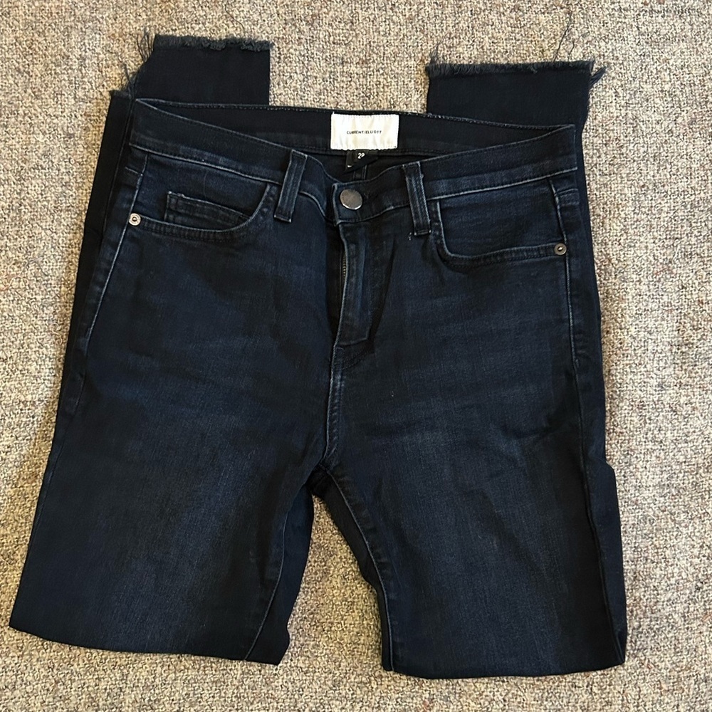 Current Elliot Blue Skinny Step Cut Jean